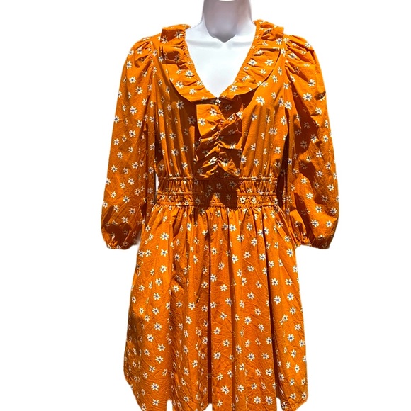 Entro | Rust Floral Long Sleeve Dress - Picture 3 of 5